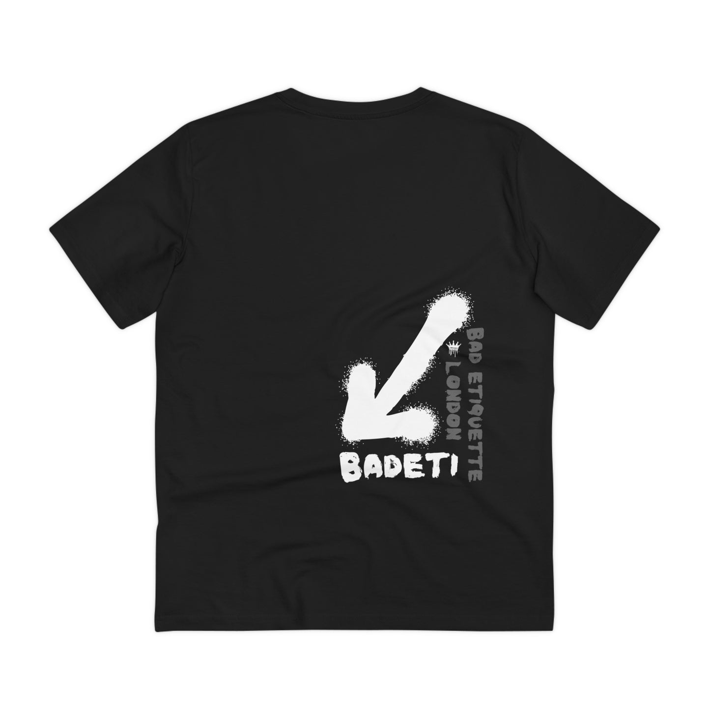 Bad Etiquette London's Iconic T-shirt Unisex Men's Tee Men's T-shirt Iconic T-shirts Iconic Streetwear Iconic Clothing Iconic arrow t-shirt ICONIC ICON T-shirt Bad Etiquette London Streetwear BADETI white Arrow design