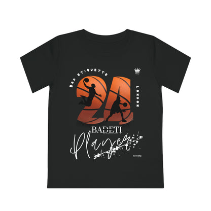 Bad Etiquette London 24 7 lil player, Kids basketball T-shirt Trendy kids clothing, Urban style for kids, Basketball themed kids fashion, High-end kids streetwear, Bold kids T-shirt Stylish children’s basketball apparel, Premium kids fashion, Confident kids clothing