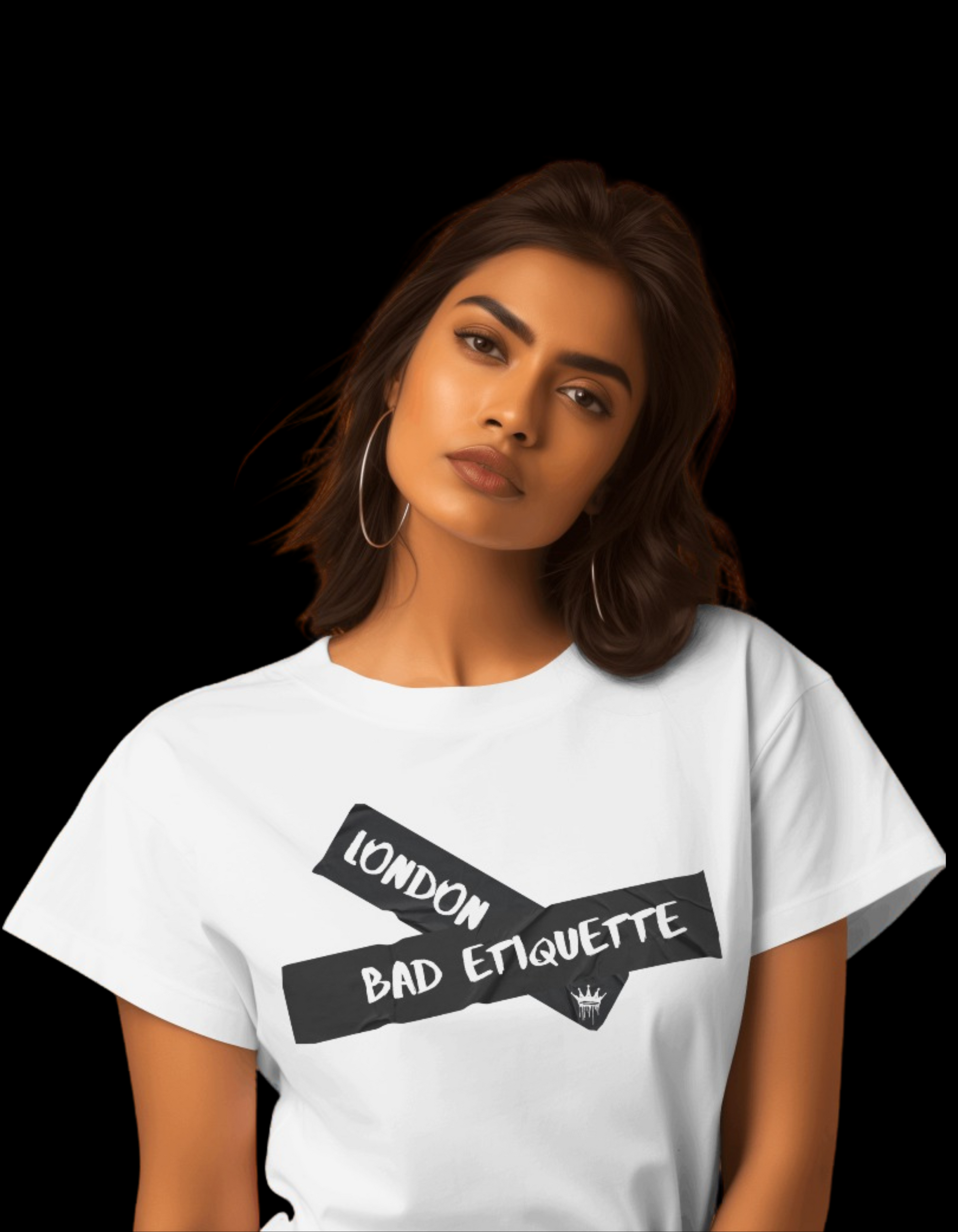 BADETI London Women's T-shirt  Women's Tee  Bad Etiquette London Women's T-shirts  London Streetwear for Women  2tape Tee  Taped T-shirt  Black Taped Tee  Iconic Taped T-shirt  Badeti London  Badeti London T-shirt  Bad Etiquette London Streetwear  Bad Etiquette London Clothing Brand  Unisex