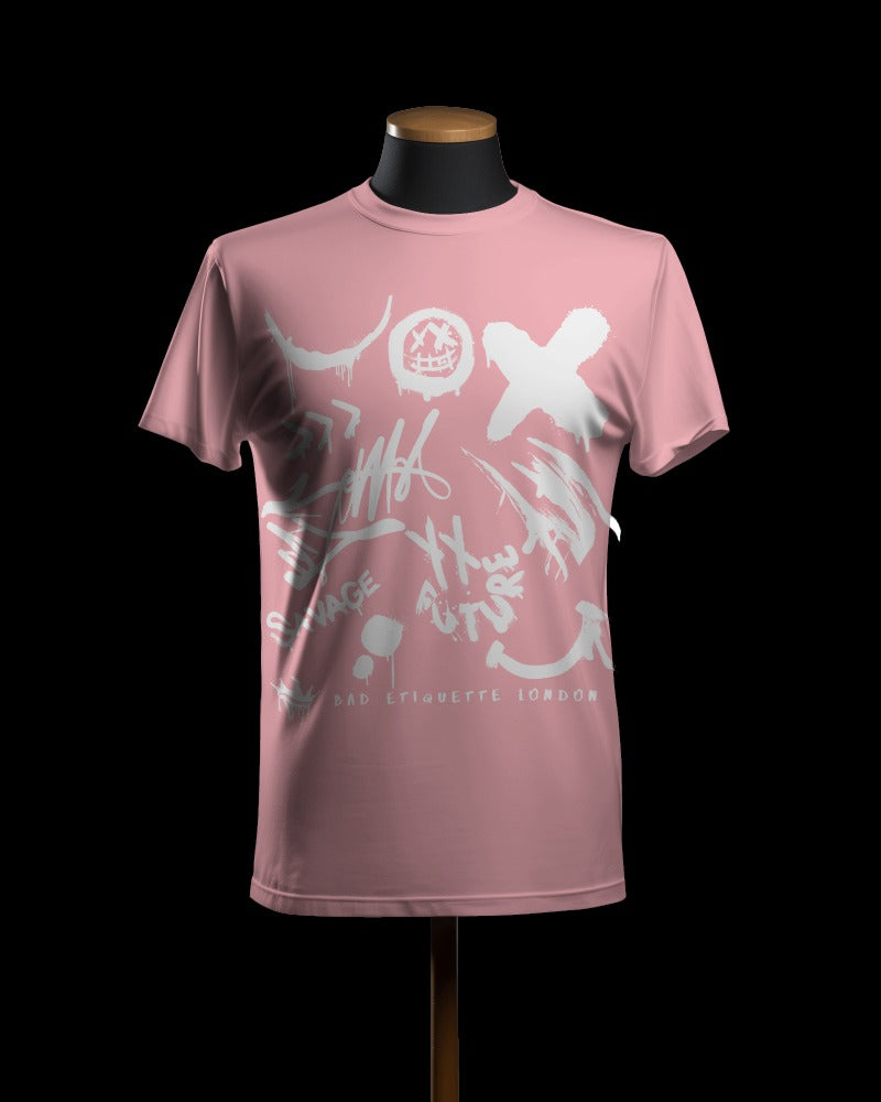 Pink and White Graffiti T-shirt