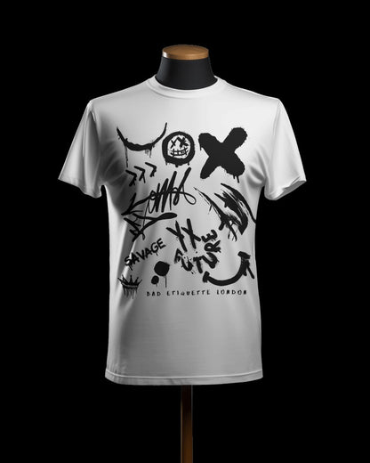 White and black graffiti T-shirt 
Savage Tee