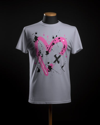 Bad Etiquette London | Heart Splatter Paint Flick Tee men's tee Men's T-shirt Bad Etiquette London Streetwear Heart T-Shirt Heart splatter T-shirt Best Valentine's gift for men Urban Fashion Heart Tee London Streetwear Designer Heart T-Shirt Badeti London T-shirt